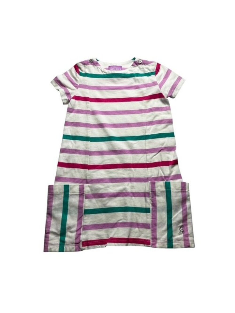 Joules Multi-Stripe Short Sleeve Jersey Dress Size 3 Years